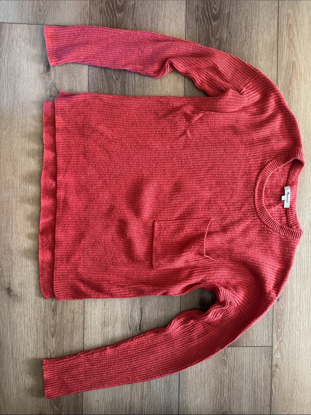 Madewell Coral Red Crewneck Sweater
